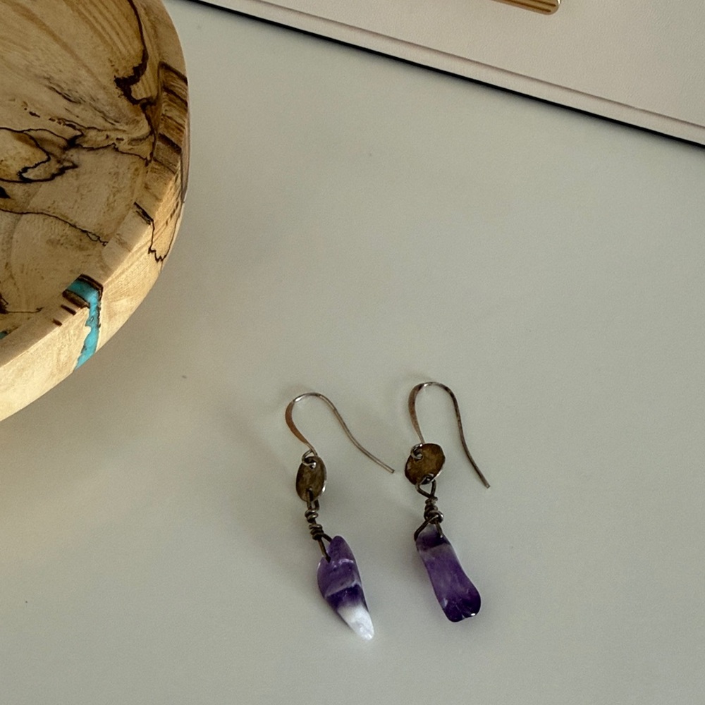 Amethyst Drop Dangle Earrings - Purple Semi-Precious Jewelry